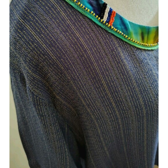 Surya II Blouse Size XL Purple Beaded Neckline Short Sleeve Rayon - Picture 5 of 12